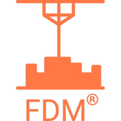 FDM icon with text - orange