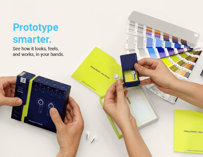 Designers comparing headphone colors and design